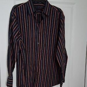 Men's Black and Red Striped Casual Shirt